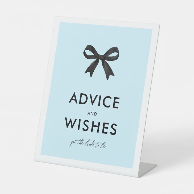 Elegante Bow Blue Advice und Wünsche Sockelschild (Vorderseite)