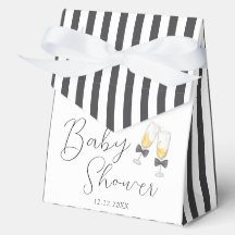 Elegante Bow Champagne Stripe Sip & See Baby Dusch