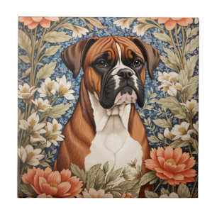 Elegante Boxer-Hund William Morris inspiriert  Fliese
