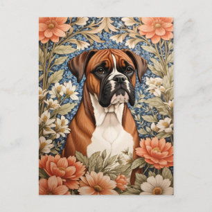 Elegante Boxerhündin William Morris inspiriert  Postkarte