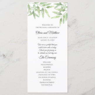 Élégante Branche D'Olivier. Programme de mariage s
