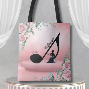Elegante Bratscherin Rosa Blumen Violistin Musik Tasche