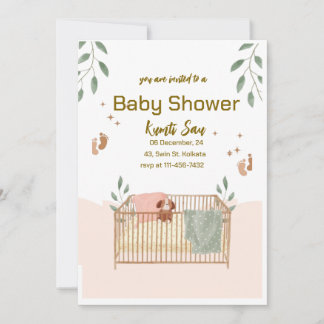 Elegante Braun- und White-Baby-Dusche Einladung
