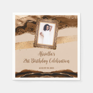 Elegante braune Achat-Foto-Einladung Serviette