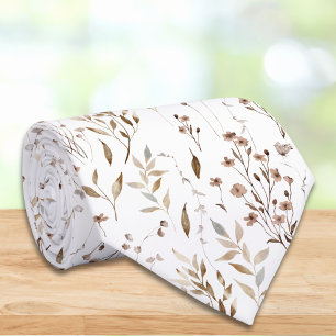 Elegante braune Blume Blumenmuster Botanisches Mus Krawatte