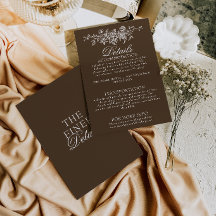 Elegante Braune Florale Boho-Hochzeitsdetails