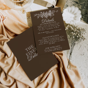 Elegante Braune Florale Boho-Hochzeitsdetails Begleitkarte