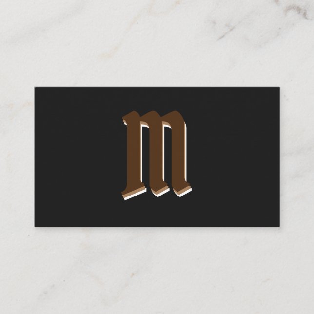 Elegante braune Formen auf schwarzem Monogramm-3D- Visitenkarte (Vorderseite)