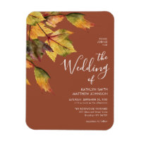 Elegante braune Herbstblätter Einladung zur Hochze