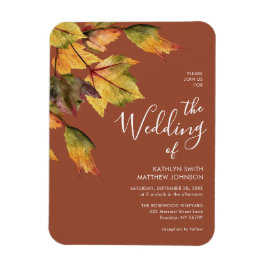 Elegante braune Herbstblätter Einladung zur Hochze Magnet