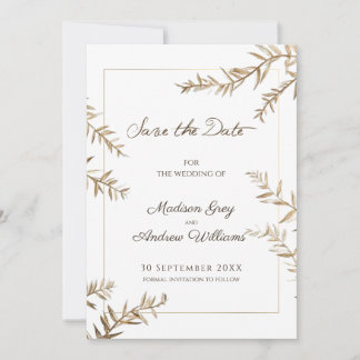 Elegante braune Herbsthochzeit Save The Date