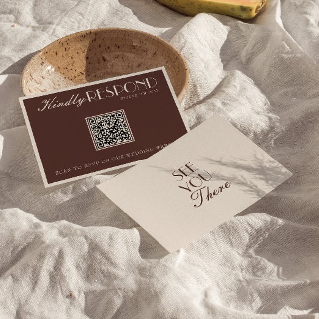 Elegante braune Hochzeit im Stil des alten Geldes  RSVP Karte (Von Creator hochgeladen)