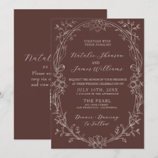Elegante braune Hochzeits-QR-Code-Hochzeit im Stil Einladung