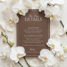 Elegante braune Hochzeitsdetails Karte im Old-Mone