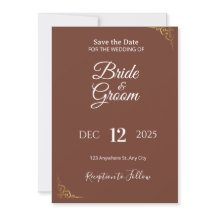 Elegante braune Hochzeitseinladung | Rustikal neut