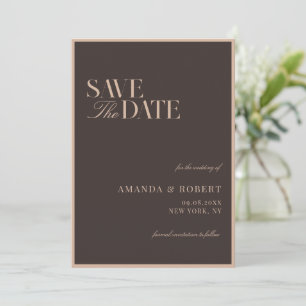Elegante braune klassische Hochzeit mit altem Geld Save The Date