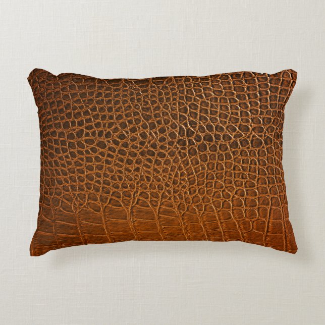 Elegante braune Krokodilledertextur. Dekokissen (Vorderseite)