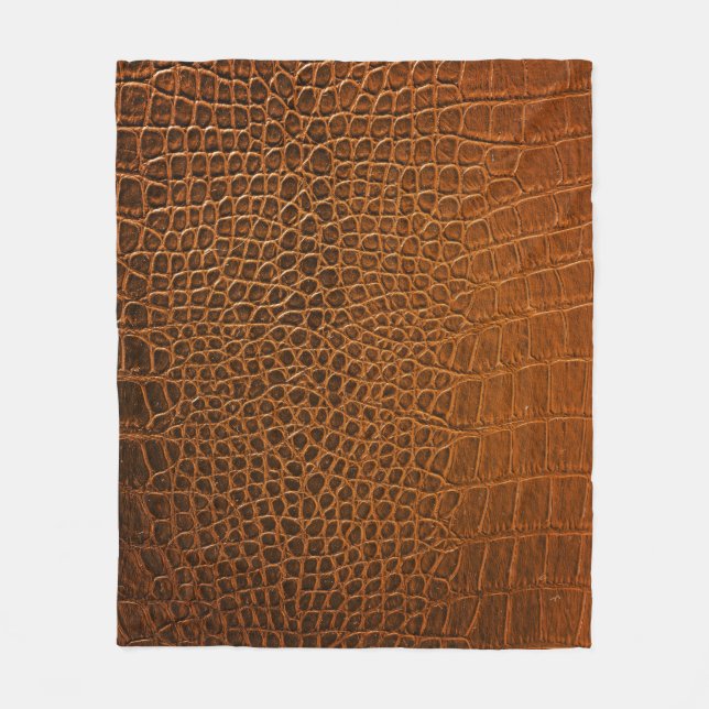 Elegante braune Krokodilledertextur. Fleecedecke (Vorderseite)