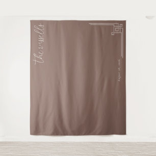 Elegante braune minimalistische Kalligrafie Wandteppich