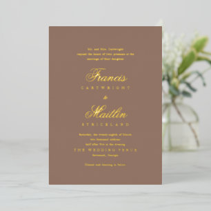 Elegante braune romantische Hochzeit Folieneinladung
