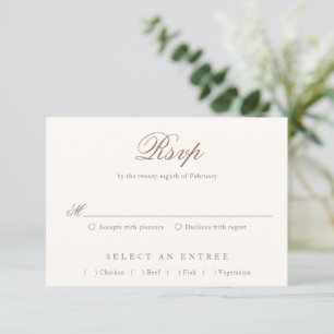 Elegante braune romantische Hochzeit RSVP Karte