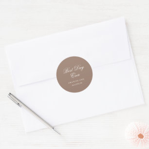 Elegante braune romantische Hochzeit Runder Aufkleber