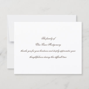 Elegante braune Schrift Trauerfallbestätigung Dankeskarte