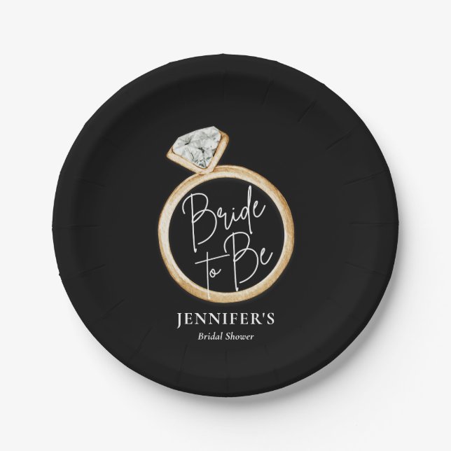 Elegante Braut als Brautparty Pappteller (Vorderseite)