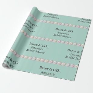 Elegante Braut & Co Blaugrüne Perlen-Brautdusche Geschenkpapier