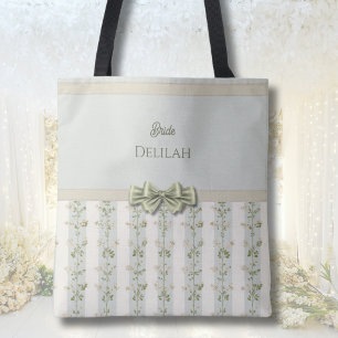 Elegante Braut Florale Streifen Kokette Schleife T Tasche