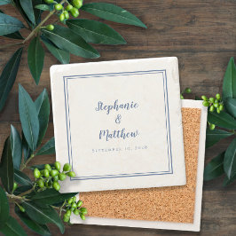 Elegante Braut & Groom Custom Blue & White Steinuntersetzer