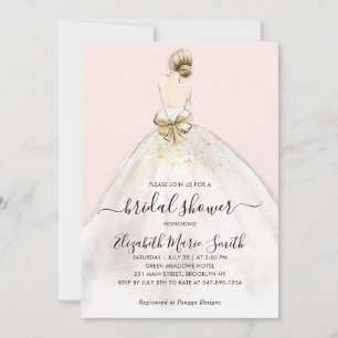 Elegante Braut Hochzeitgown Rosa Brautparty Einladung