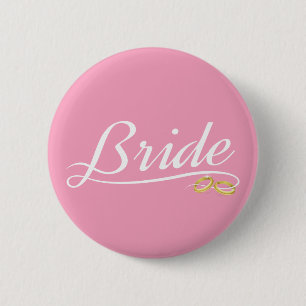 Elegante Braut Hochzeits-Kalligraphie   Anstecknad Button