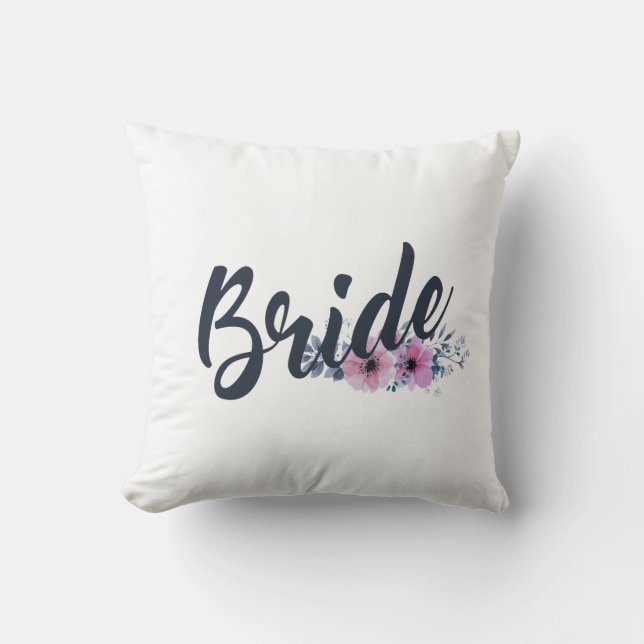 Elegante Braut Hochzeitskalligraphie| Kissen (Vorderseite)