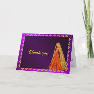 Elegante Braut Hochzeitskleid Damast Dankeskarte