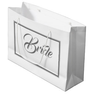 Elegante Braut in Weiß und Grau Große Geschenkta Geschenktüte