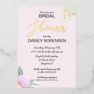 Elegante Braut - Rosa und Goldene Folien-Einladung Folieneinladung