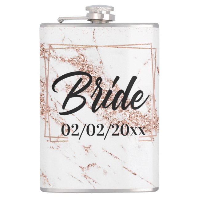 Elegante Braut: Rose Gold Celebration Flachmann (Vorderseite)