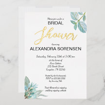 Elegante Braut-Sage- und Goldfolien-Einladung zur