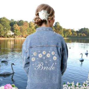 Elegante Braut Sterne & Gänseblümchen Jeansjacke