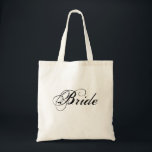 Elegante Braut-Taschen-Tasche Tragetasche<br><div class="desc">Diese Taschentasche kennzeichnet das Wort "Braut" in einem eleganten schwarzen Schriftart -,  der für groß ist,  Braut-zu-seien Sie! Vervollkommnen Sie,  um einen Hochzeitsplaner,  Zeitschriften,  usw. zu halten!</div>