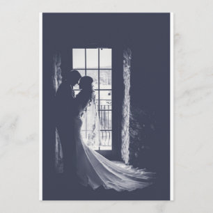 Elegante Braut und Bräutigam auf Einladung silhoue