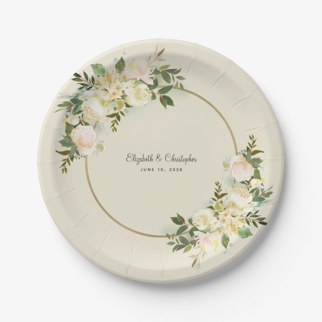 Elegante Braut und Bräutigam Pappteller (Vorderseite)