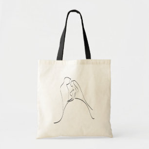 Elegante Braut-und Bräutigam-Silhouette-Schablone Tragetasche