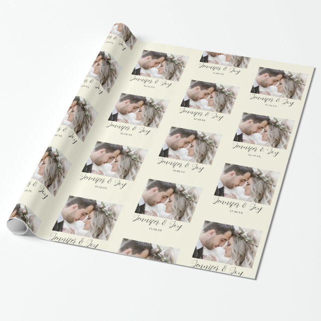 Elegante Braut- und Bräutigamen & Foto Hochzeit Geschenkpapier (Ungerollt)