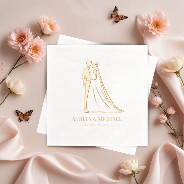 Elegante Braut und Groom Wedding Servietten Mit Folie (Von Creator hochgeladen)
