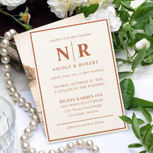 Elegante Braut- und Körperinitialen für Hochzeiten Einladung