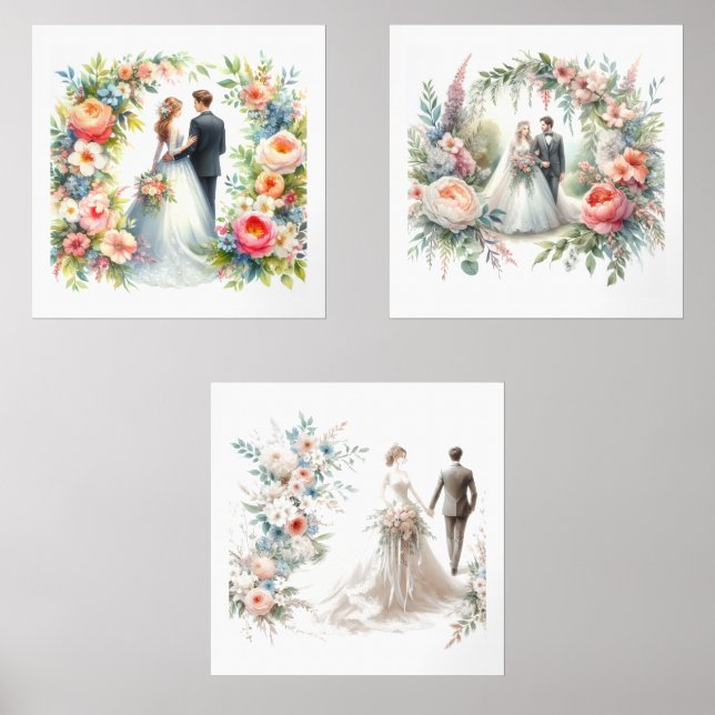 Elegante Braut und Wasserfarbe Bilderwand Sets (Vorderseite)