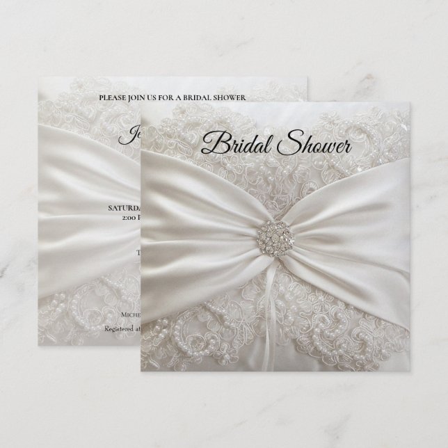 Elegante Brautdusche Einladung (Vorne/Hinten)