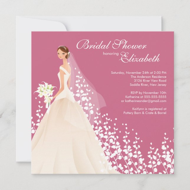 Elegante Brautdusche Einladung Honeysuckle (Vorderseite)